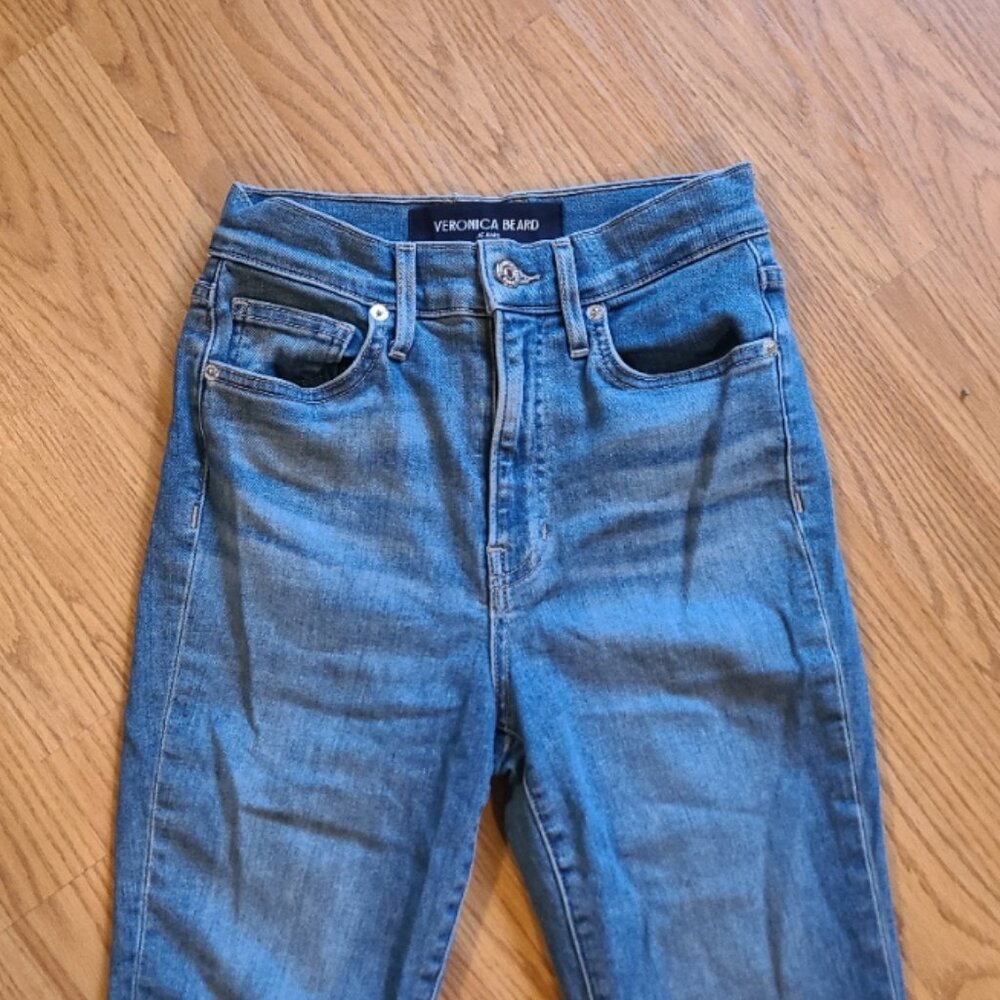 VERONICA BEARD JEANS CARLY KICK FLARE HIGH RISE SUPER-STRETCH DENIM CROPPED 25 - Picture 4 of 8